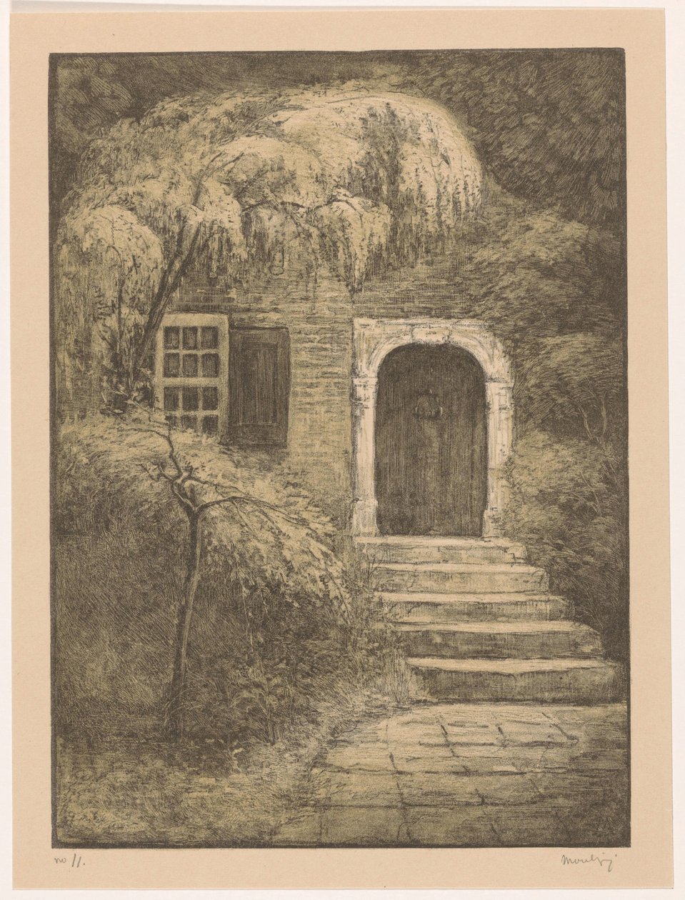 Door with Stone Steps by Simon Moulijn (signed by artist)