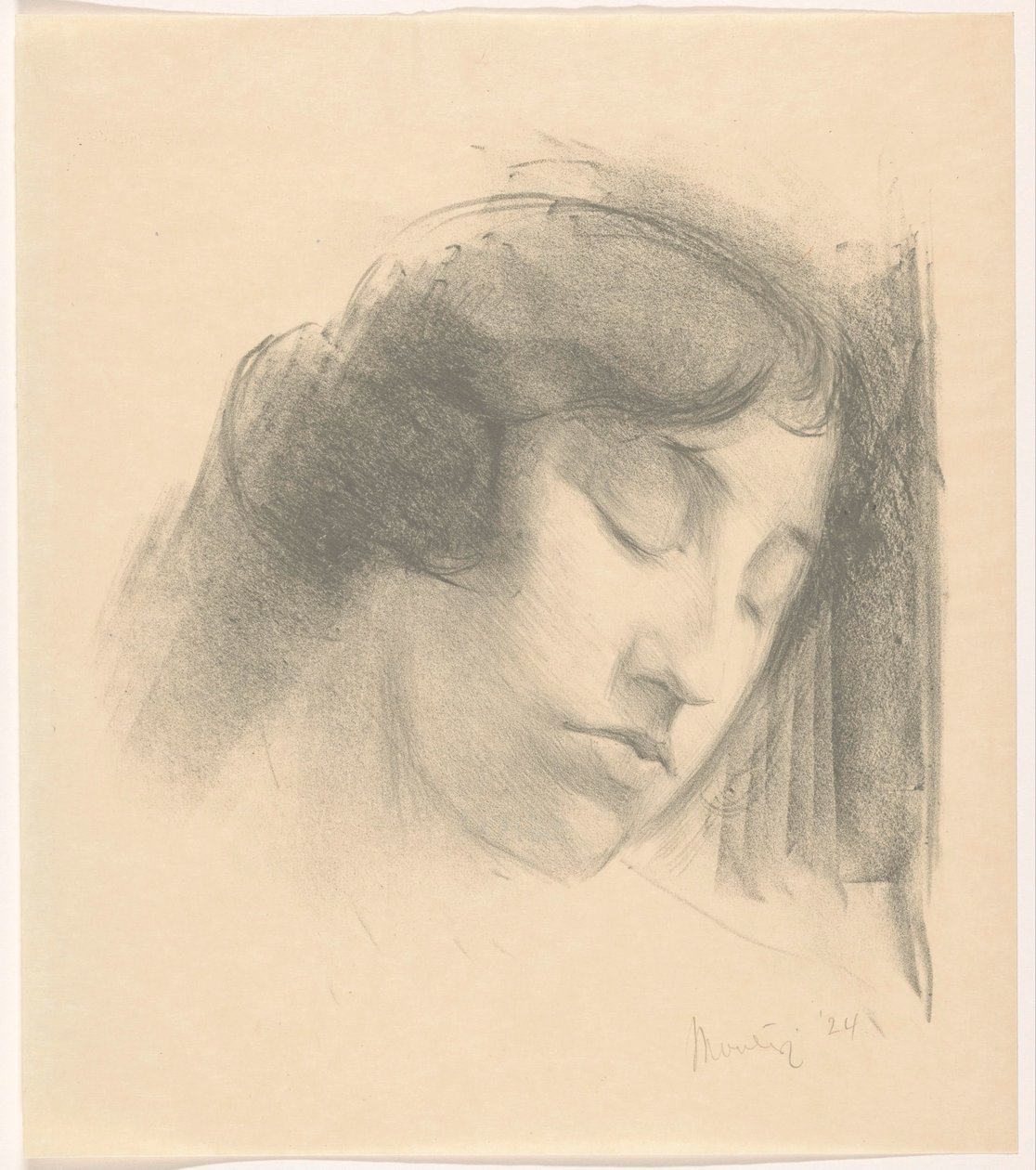 Head of a Woman with Closed Eyes by Simon Moulijn (signed by artist)