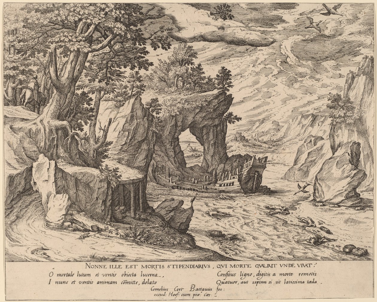 After the Shipwreck by Simon Novellanus after Cornelis Cort