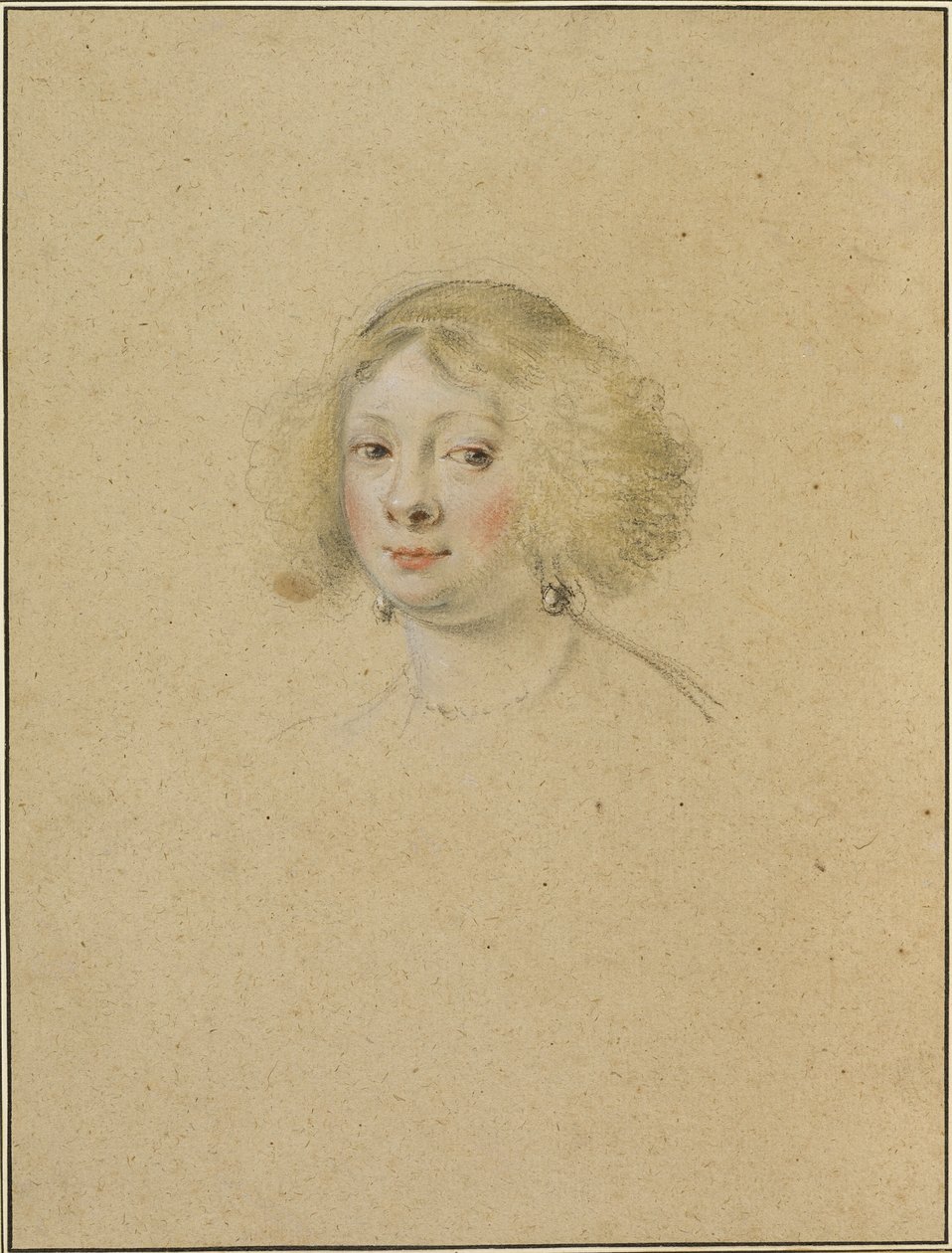 Portrait of a Young Woman with Pearl Earrings by Simon Vouet