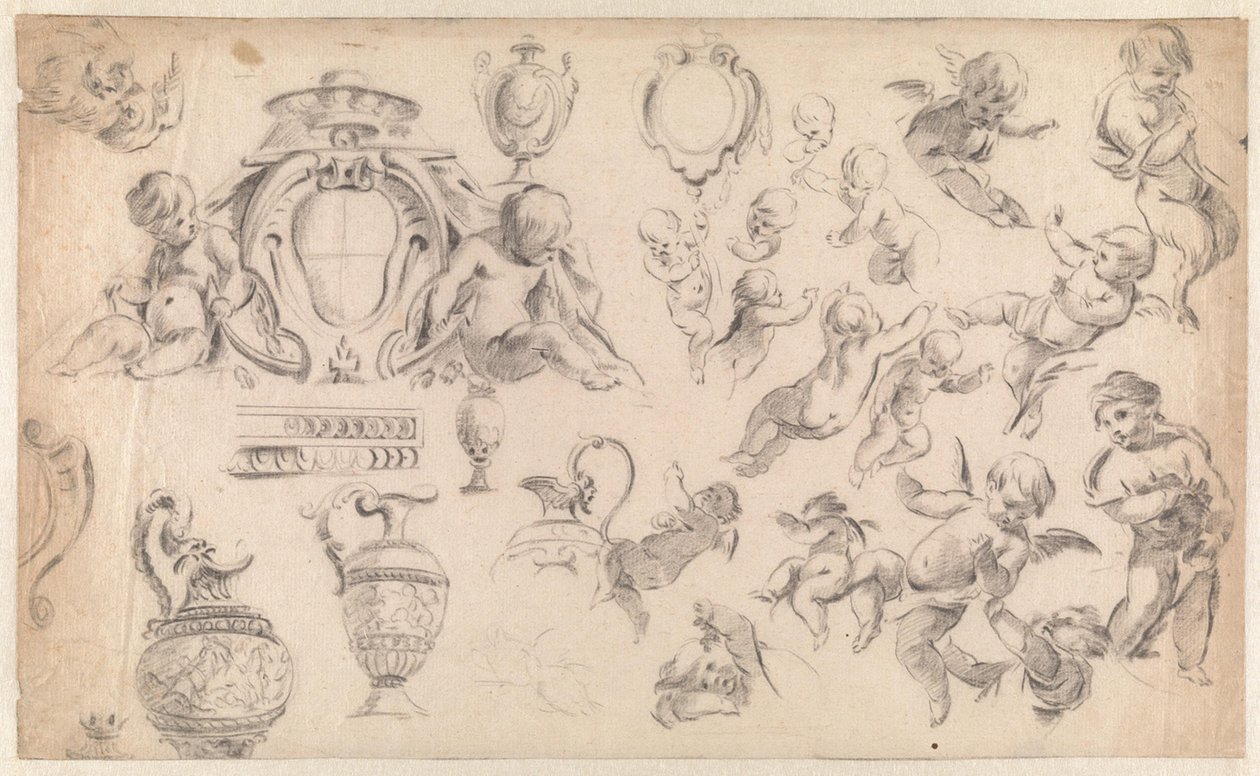 Study for a Decoration with Putti and Ornaments by Simon Vouet