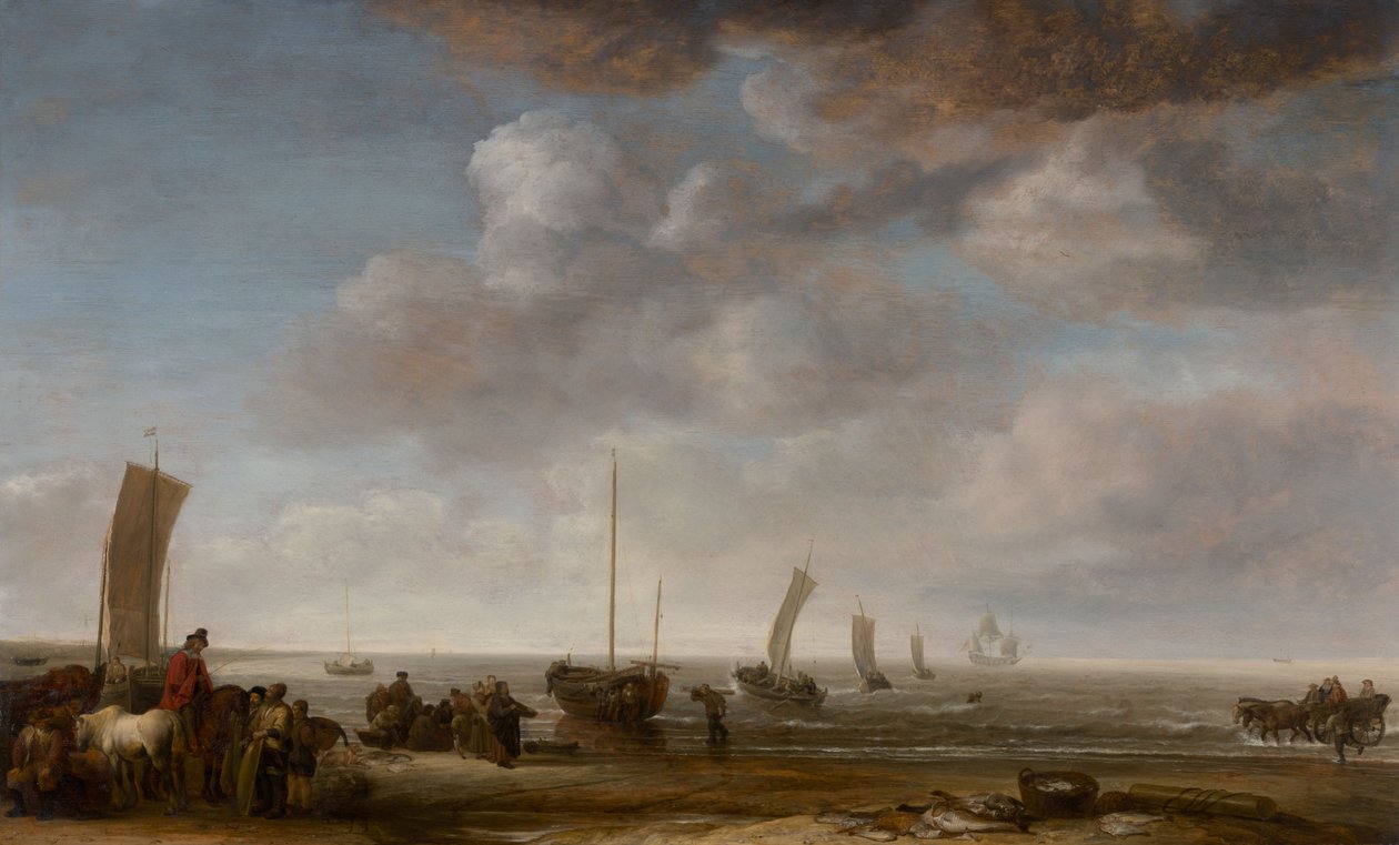 Fisherfolk and Other Figures on a Beach by Simon de Vlieger