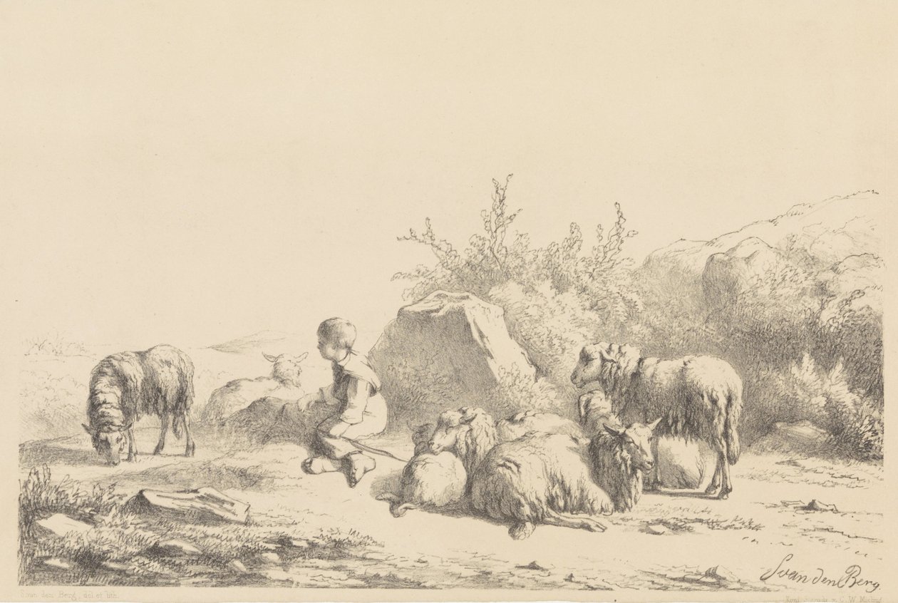 Shepherd and Sheep by Simon van den Berg