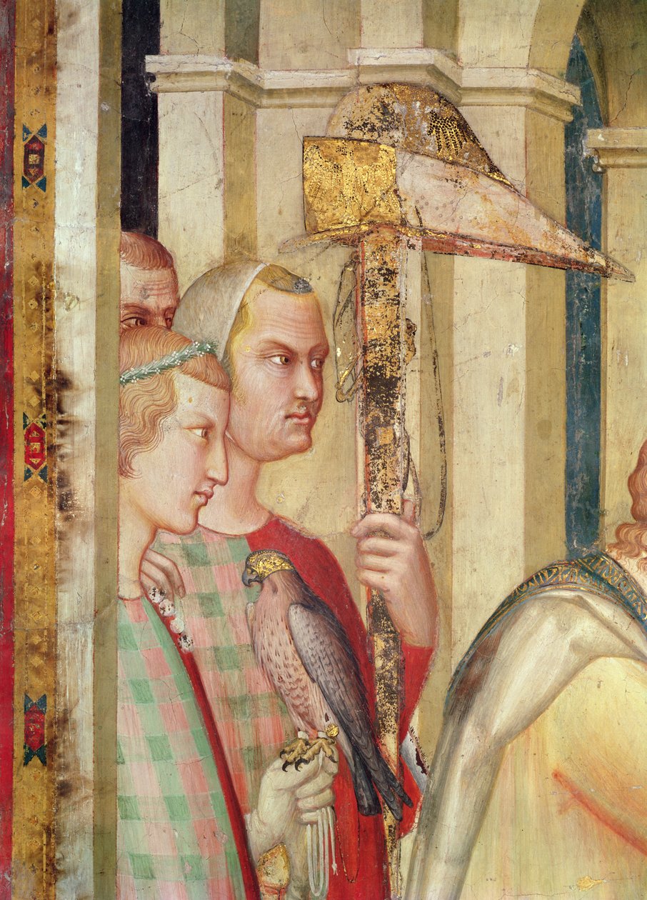 (Detail) of a Falconer from the Life of St. Martin, c.1326 by Simone Martini