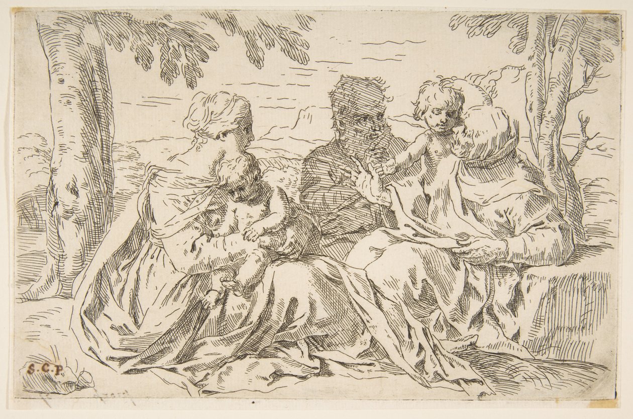 Holy Family with Saint Elizabeth and Saint John the Baptist by Simone Cantarini
