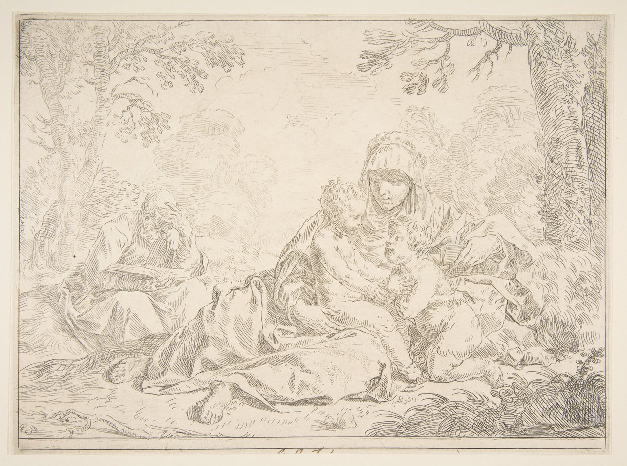 Holy Family with Saint John the Baptist, ca. 1637-1640 by Simone Cantarini
