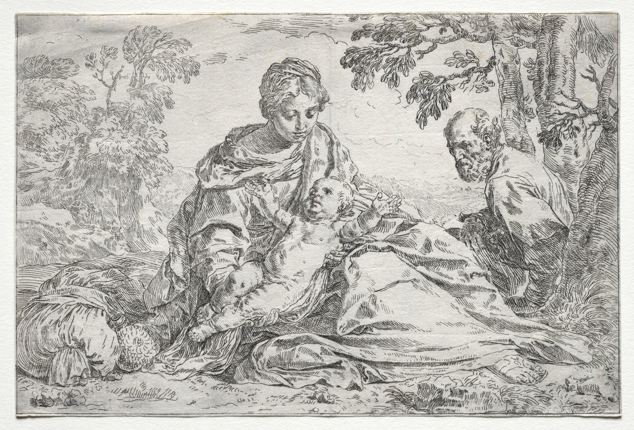 Rest on the Flight into Egypt by Simone Cantarini
