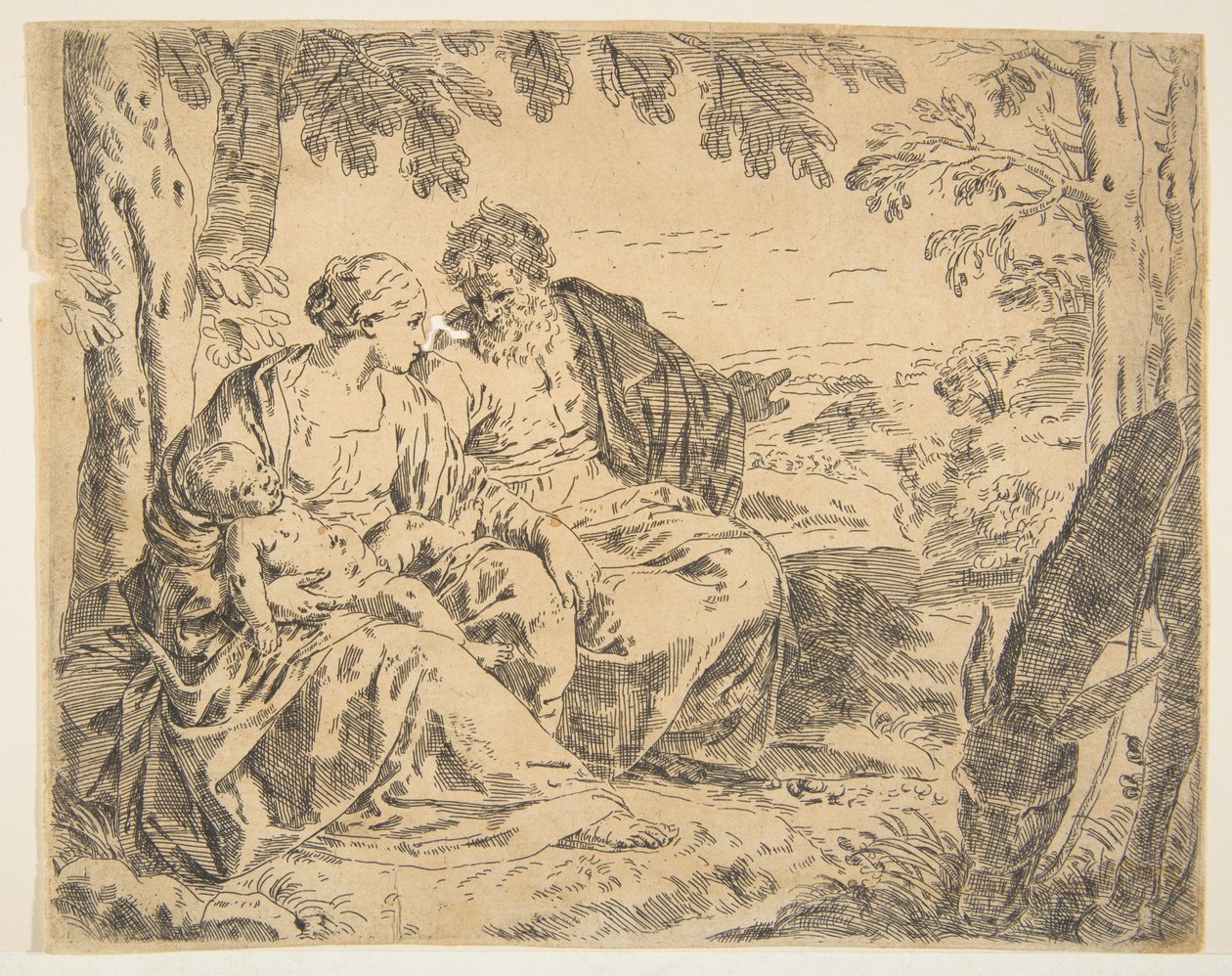 Rest on the Flight into Egypt (detail) by Simone Cantarini