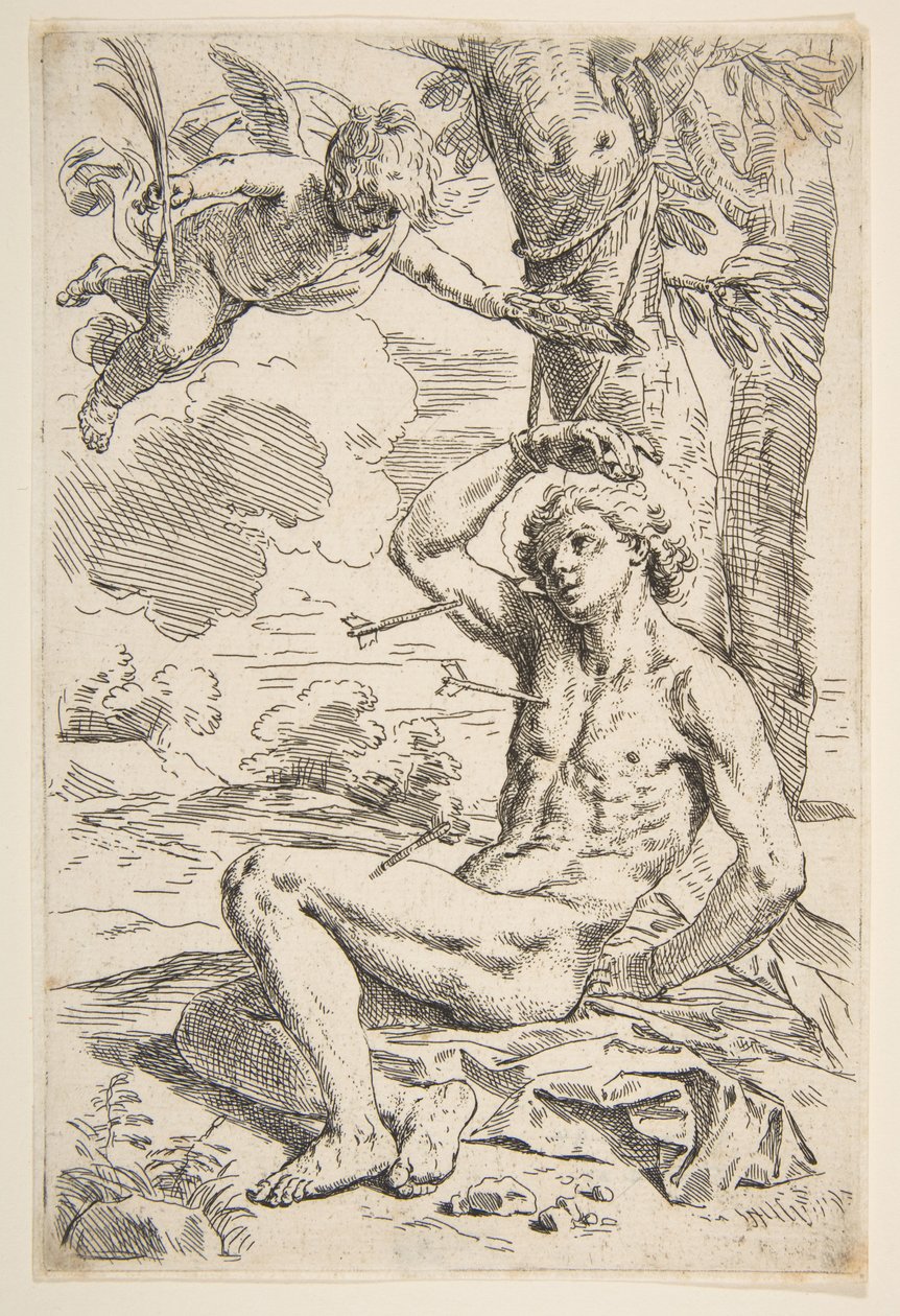 Saint Sebastian Pierced with Arrows and Tied to a Tree, ca. 1639 by Simone Cantarini