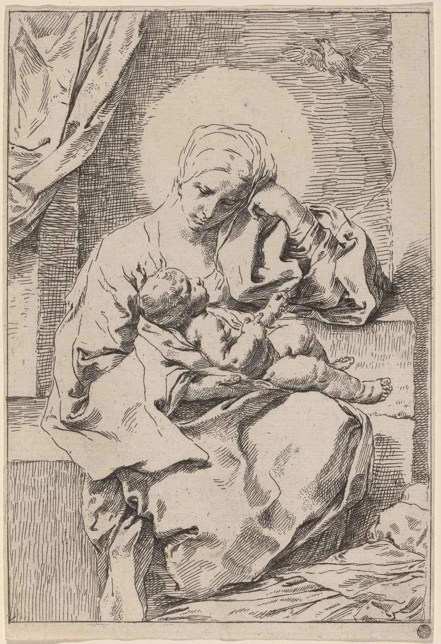 The Virgin and Child with a Bird by Simone Cantarini