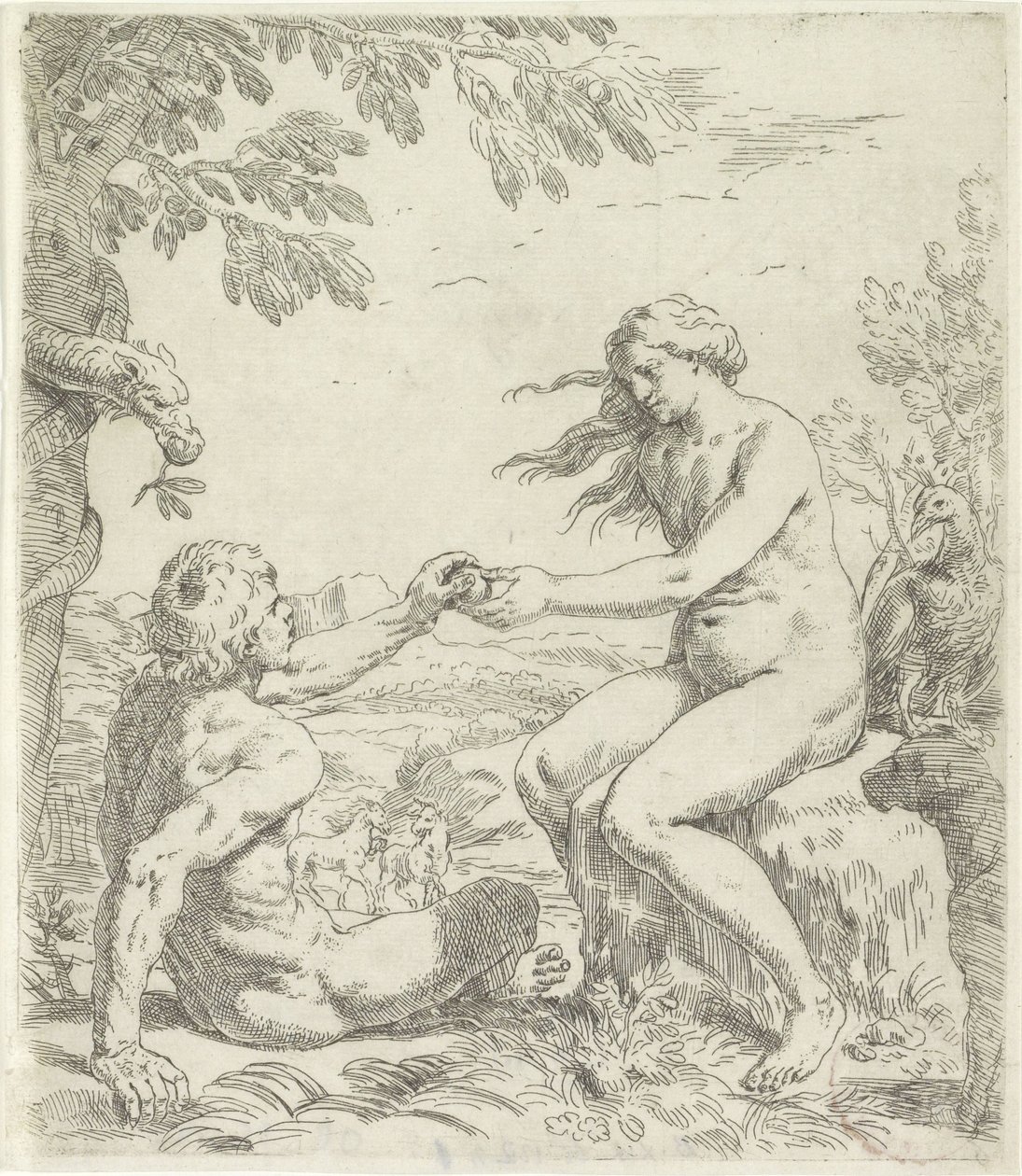 Temptation of Adam by Simone Cantarini
