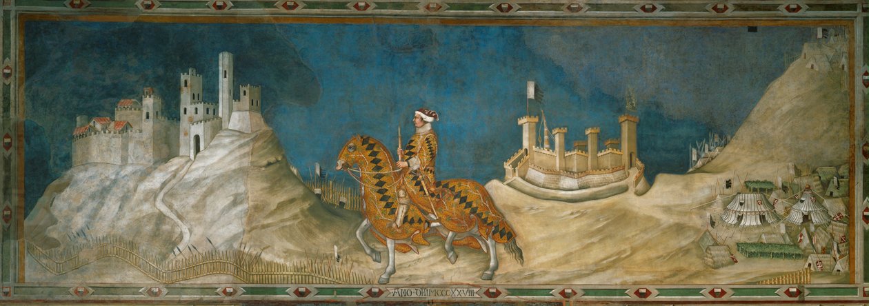 Guidoriccio da Fogliano, Condottiere, Riding Through the Barren Mountains Surrounding Siena by Simone Martini