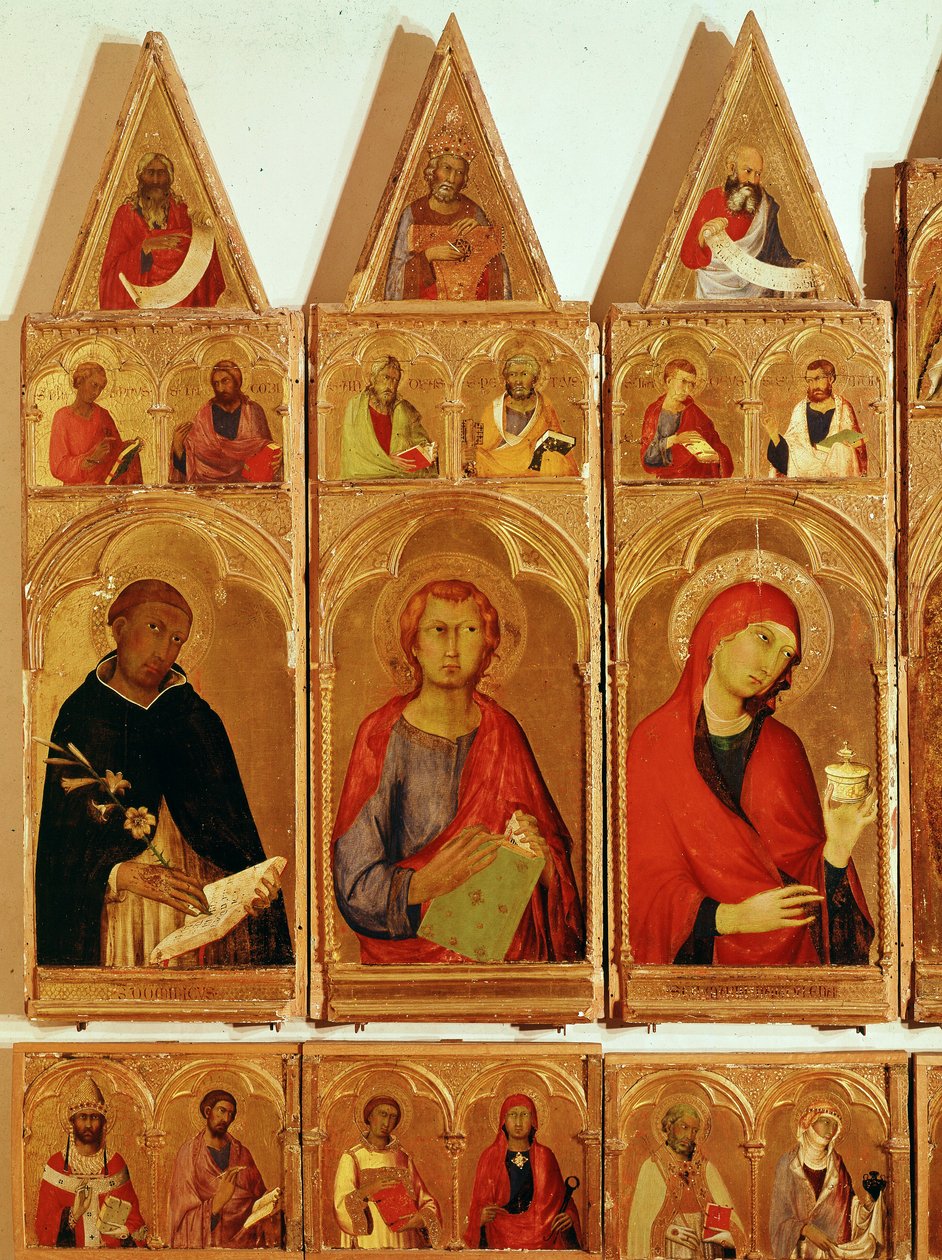 Saint Dominic, Saint John Evangelist, Saint Mary Magdalene (detail) by Simone Martini