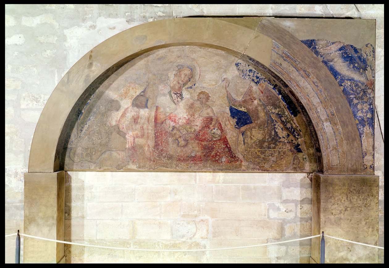 Tympanum Depicting the Virgin of Humility with the Christ Child Surrounded by Angels by Simone Martini