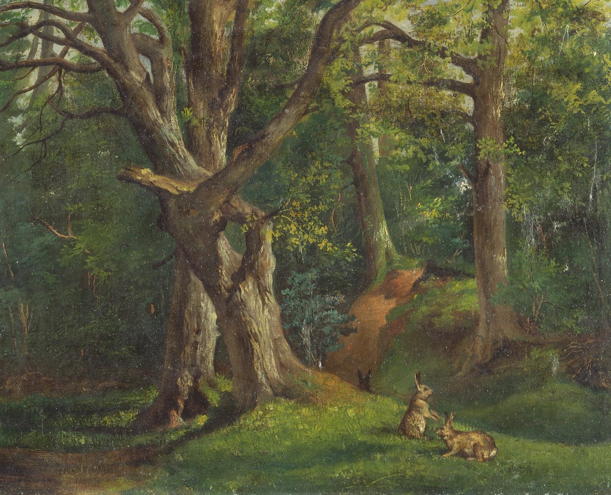 Woodland Scene with Rabbits by Hubert von Herkomer
