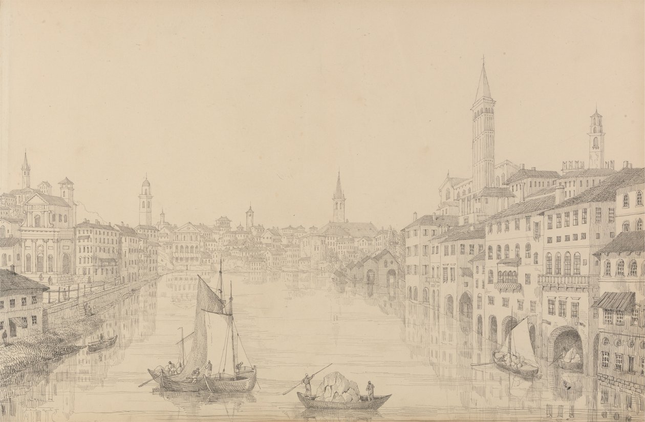 Album of 30 Views in the Tyrol and Italy: City of Verona from the Bridge, 1st November 1840 by Sir Charles D