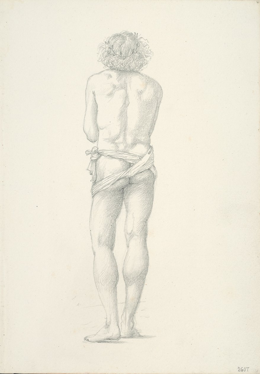 Back View of Standing Male Nude by Sir Edward Burne Jones