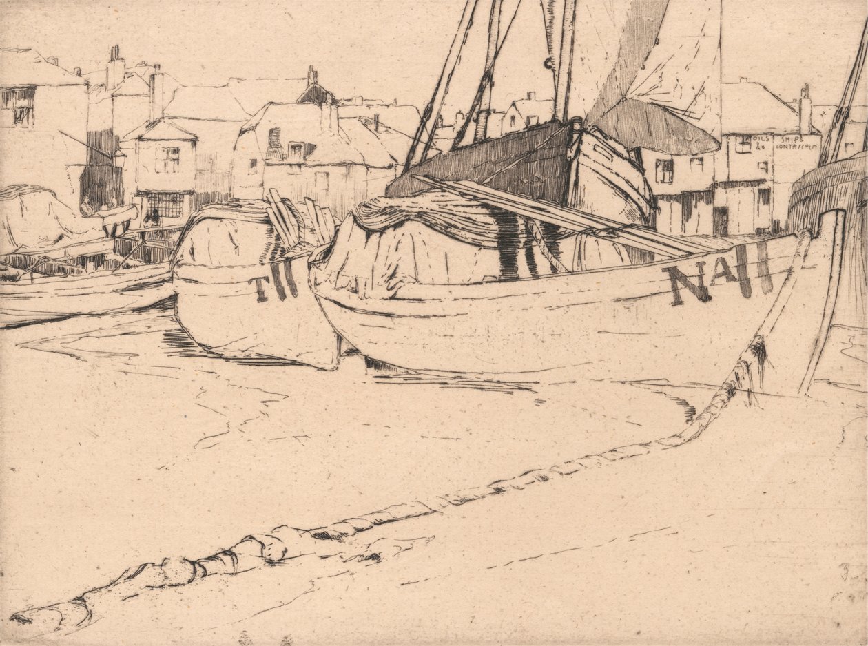 Seine Boats, St. Ives, Cornwall by Sir Frank Short