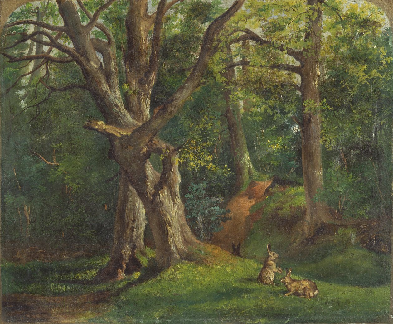 Woodland Scene with Rabbits by Sir Hubert von Herkomer