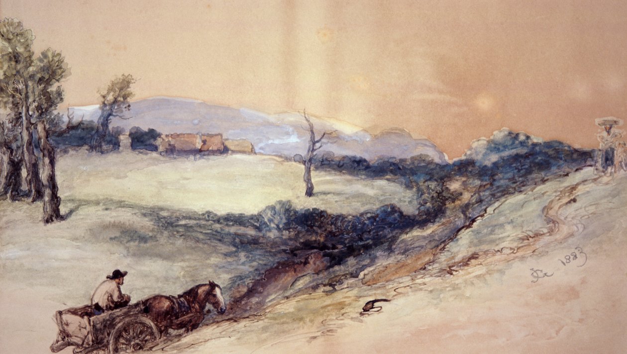 Landscape with Horse and Cart by Sir John Gilbert