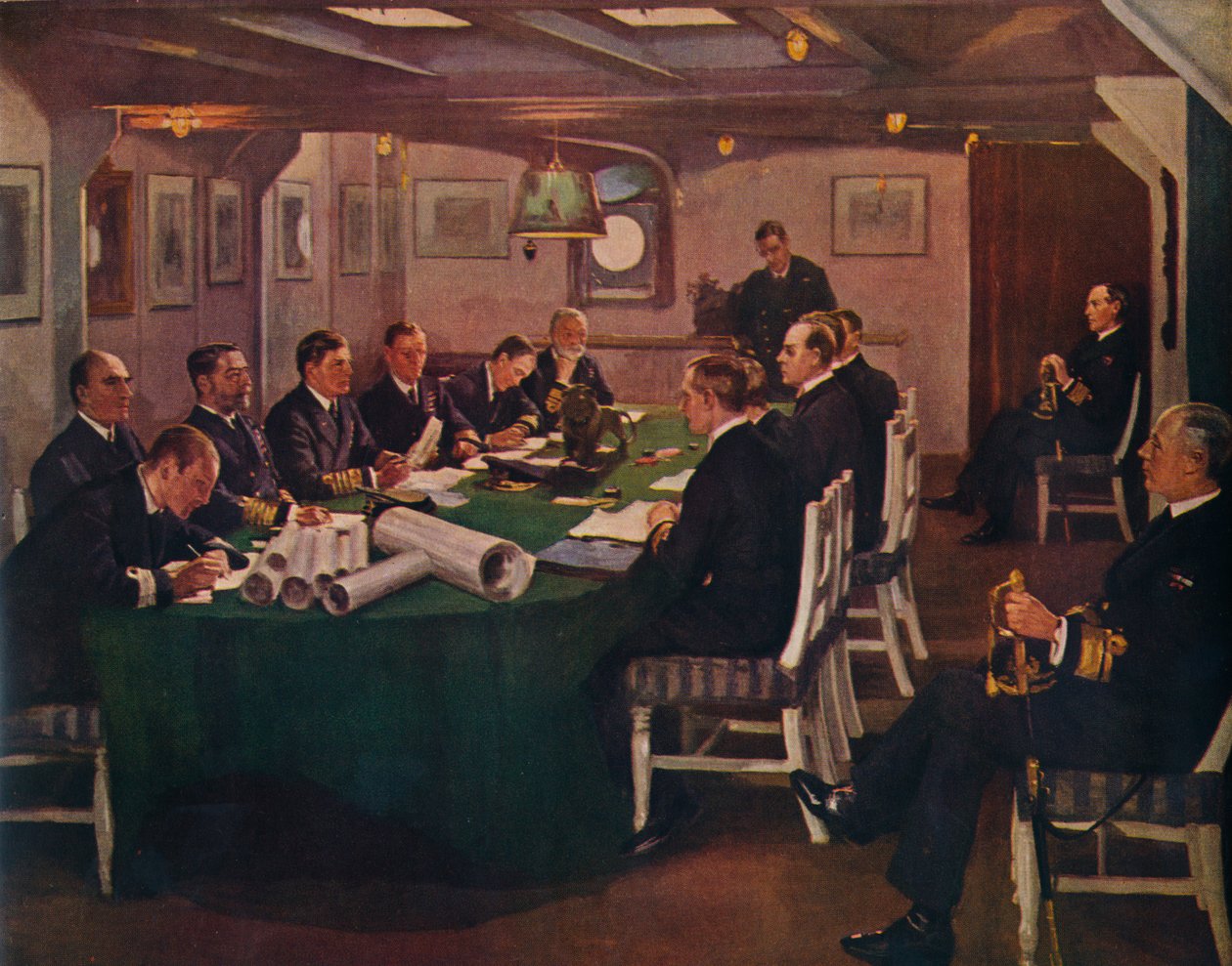 Fore-Cabin, H.M.S. Queen Elizabeth, Rosyth, 16 November, 1918, 1935 by Sir John Lavery