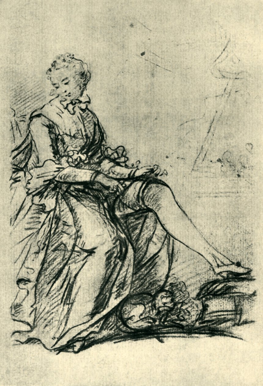 Woman putting on her stockings by Joshua Reynolds