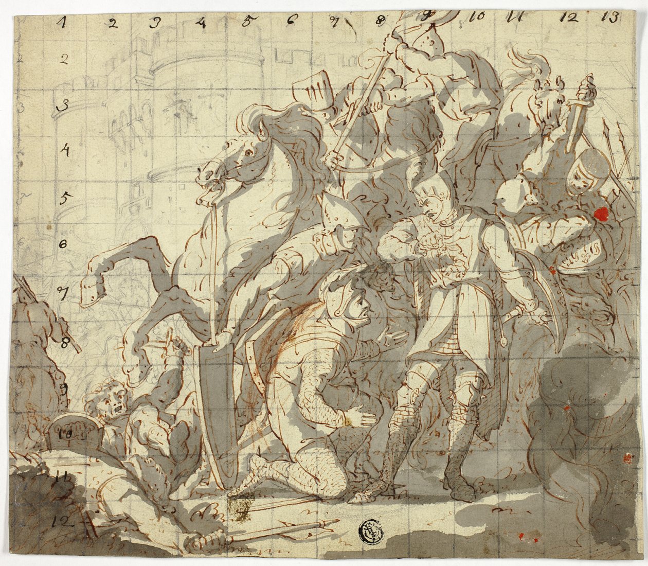 Fighting Knights Before Castle by Sir Robert Ker Porter
