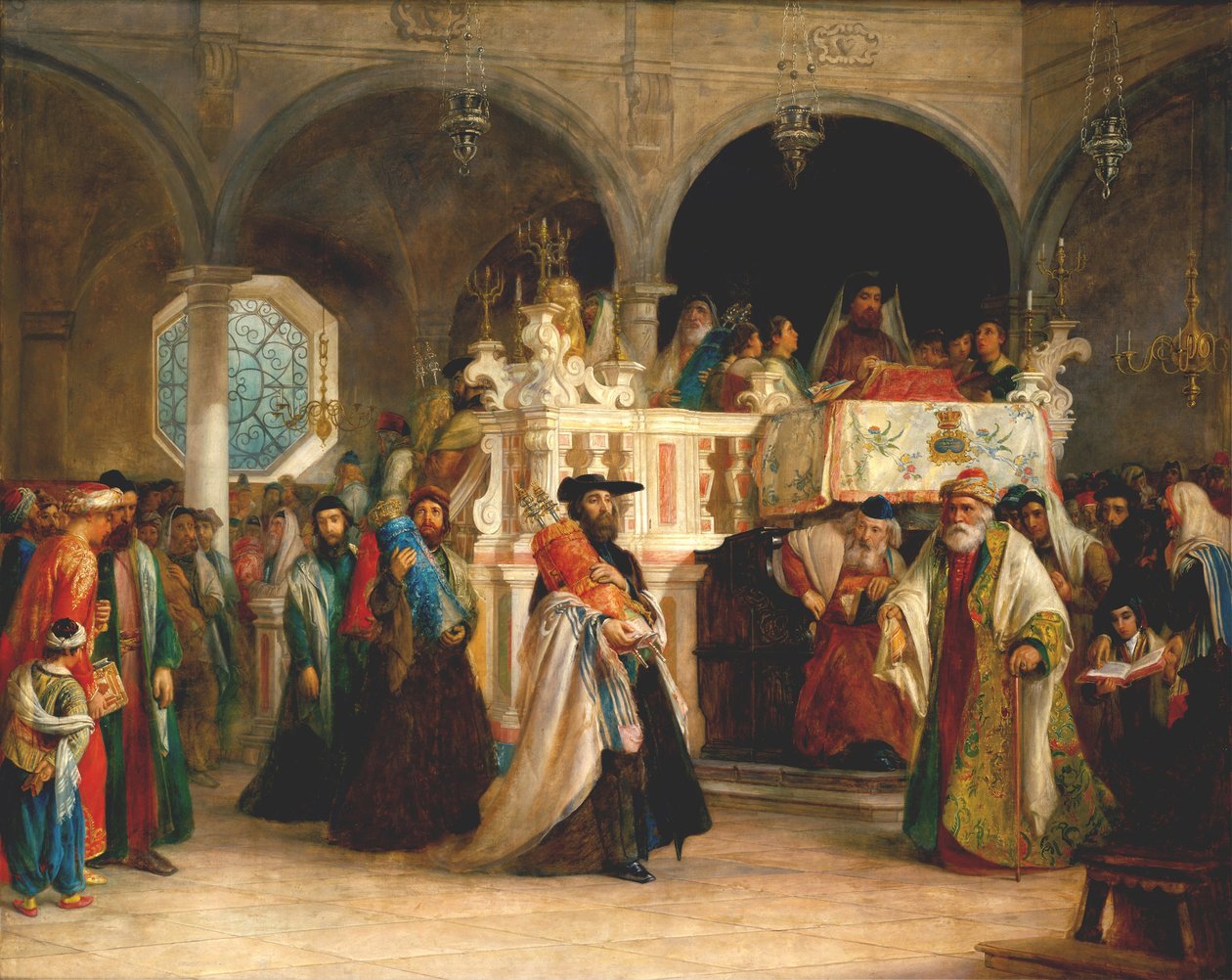 The Feast of the Rejoicing of the Torah at the Synagogue in Leghorn, Italy by Solomon Alexander Hart