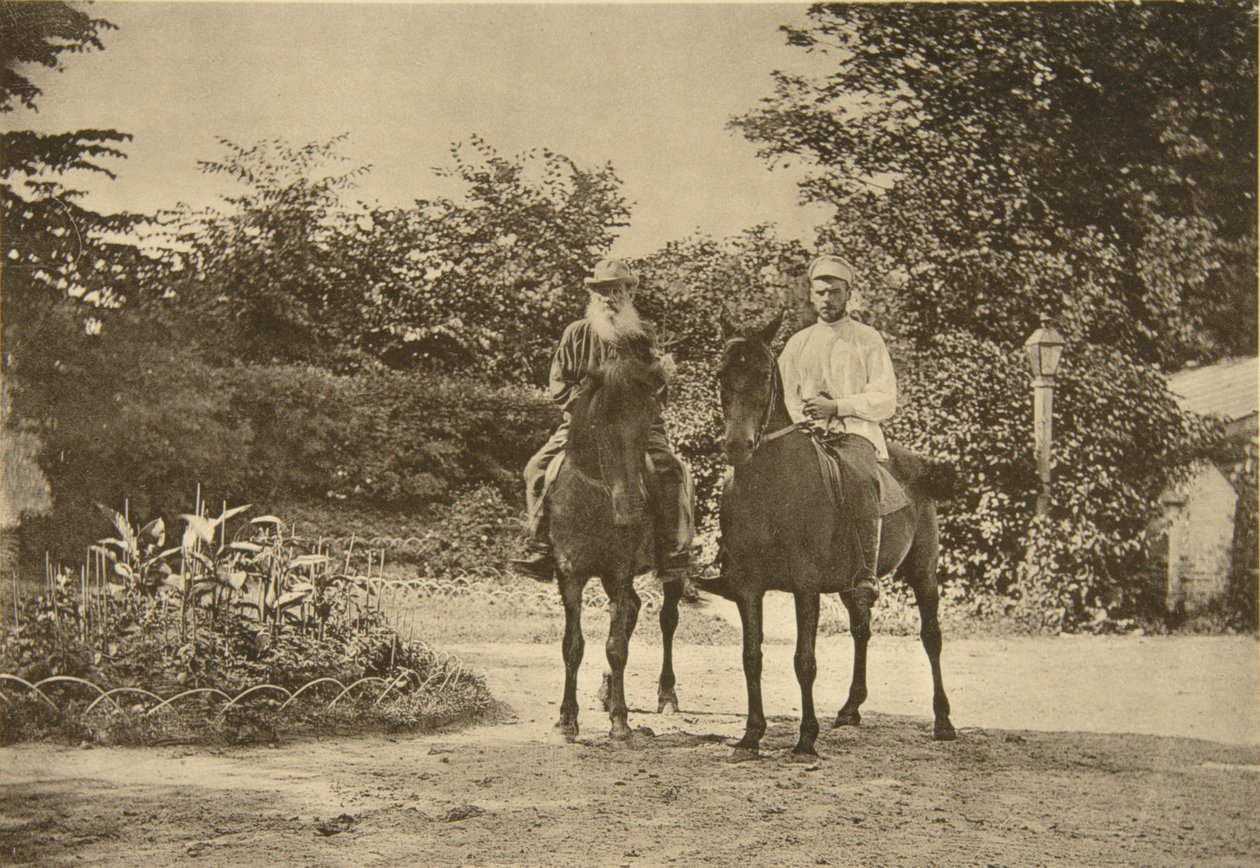 Russian Author Leo Tolstoy Riding in Yasnaya Polyana, Near Tula, Russia by Sophia Andreevna Tolstaya