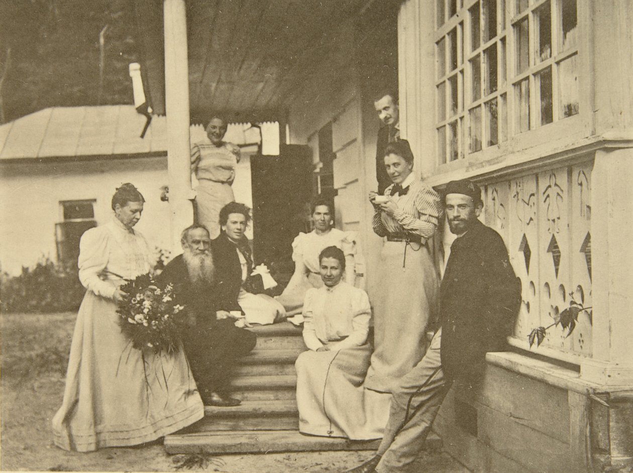 Russian Author Leo Tolstoy with Family on His Wife