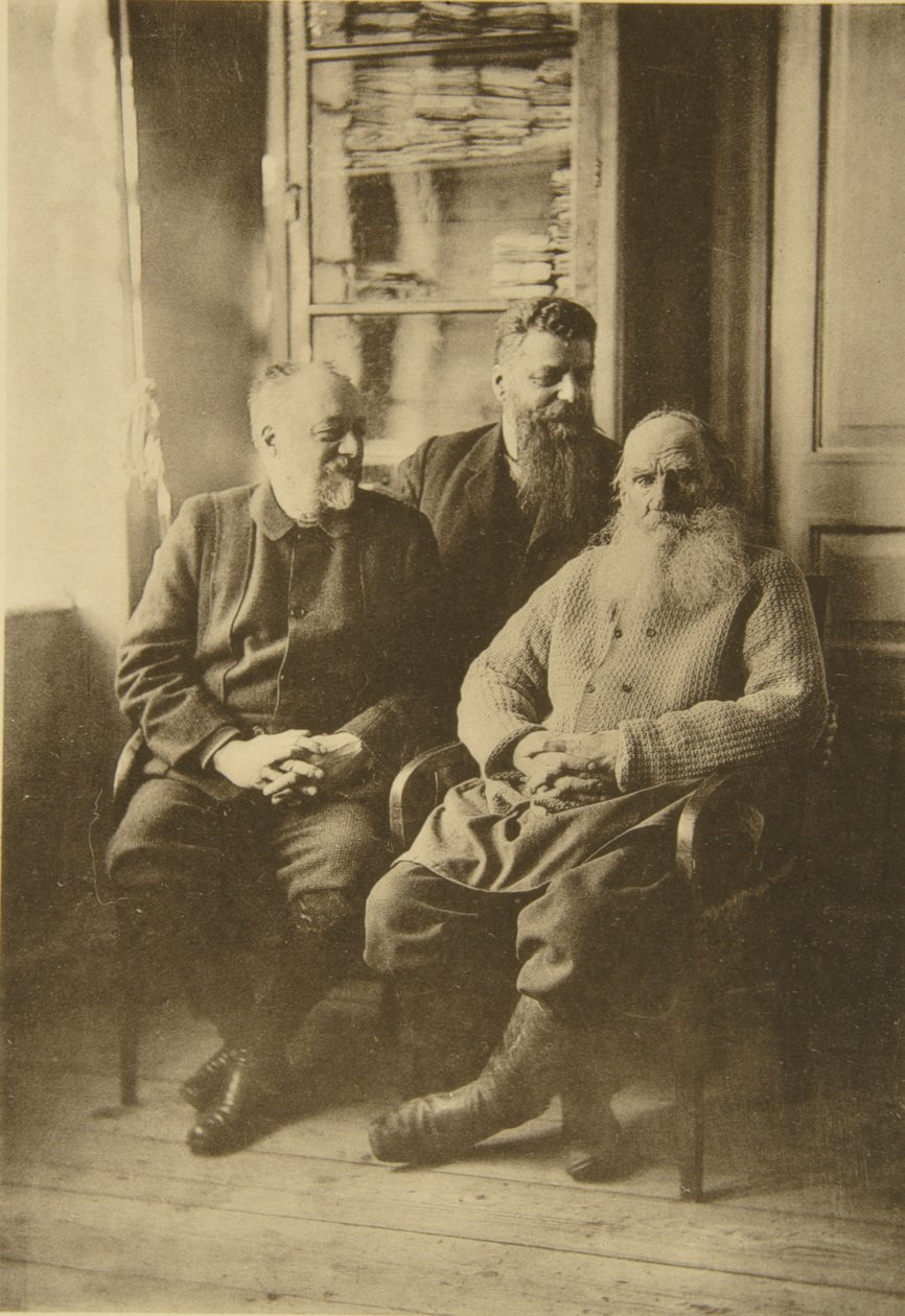 Russian Author Leo Tolstoy with Politician Mikhail Stakhovich and Mikhail Sukhotin, Russia by Sophia Andreevna Tolstaya