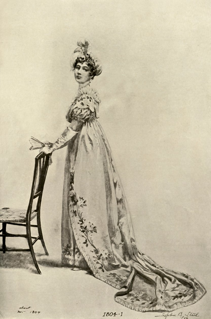 Empire gown worn in Philadelphia, now in Memorial Hall by Sophie B. Steel