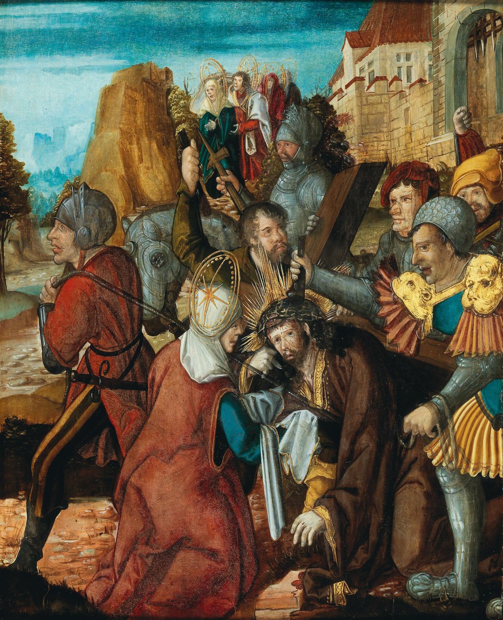 Saint Veronica presenting her veil to Christ on his way to Calvary