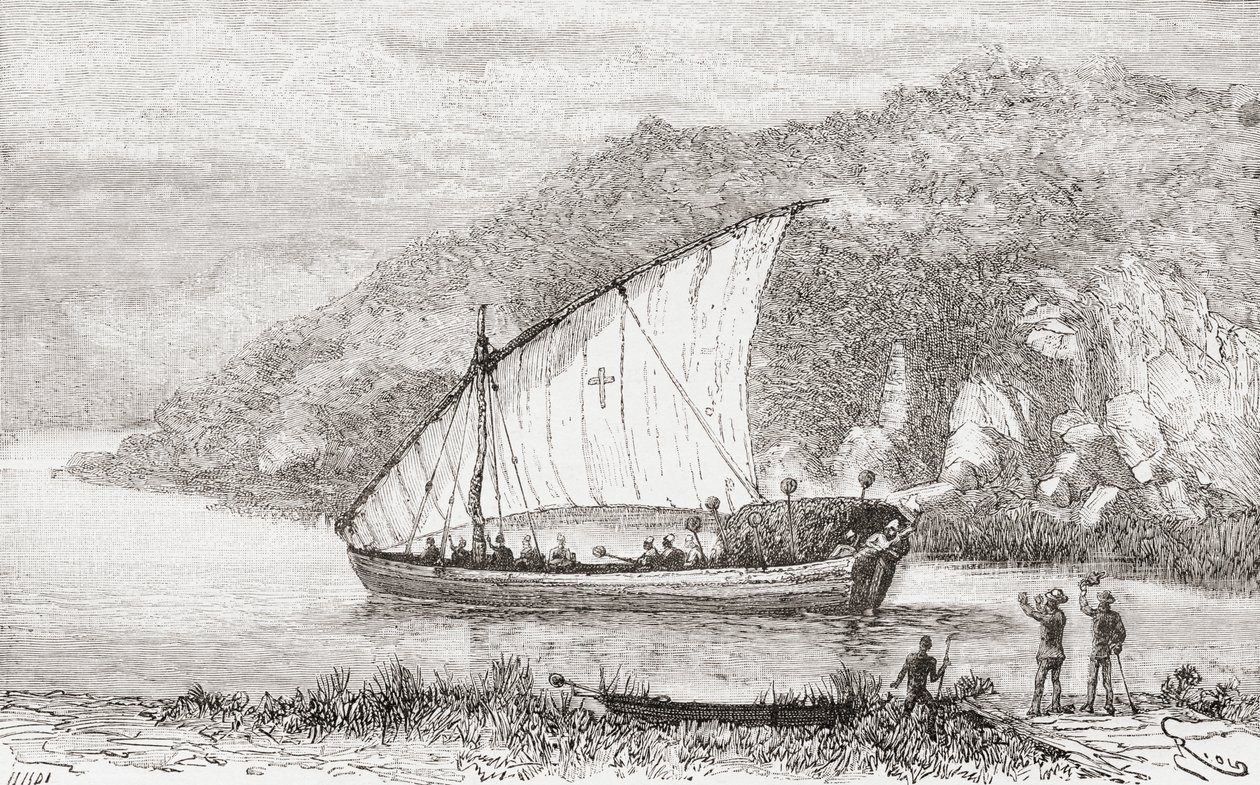 A Dhow on the Congo River in the 19th Century, from 