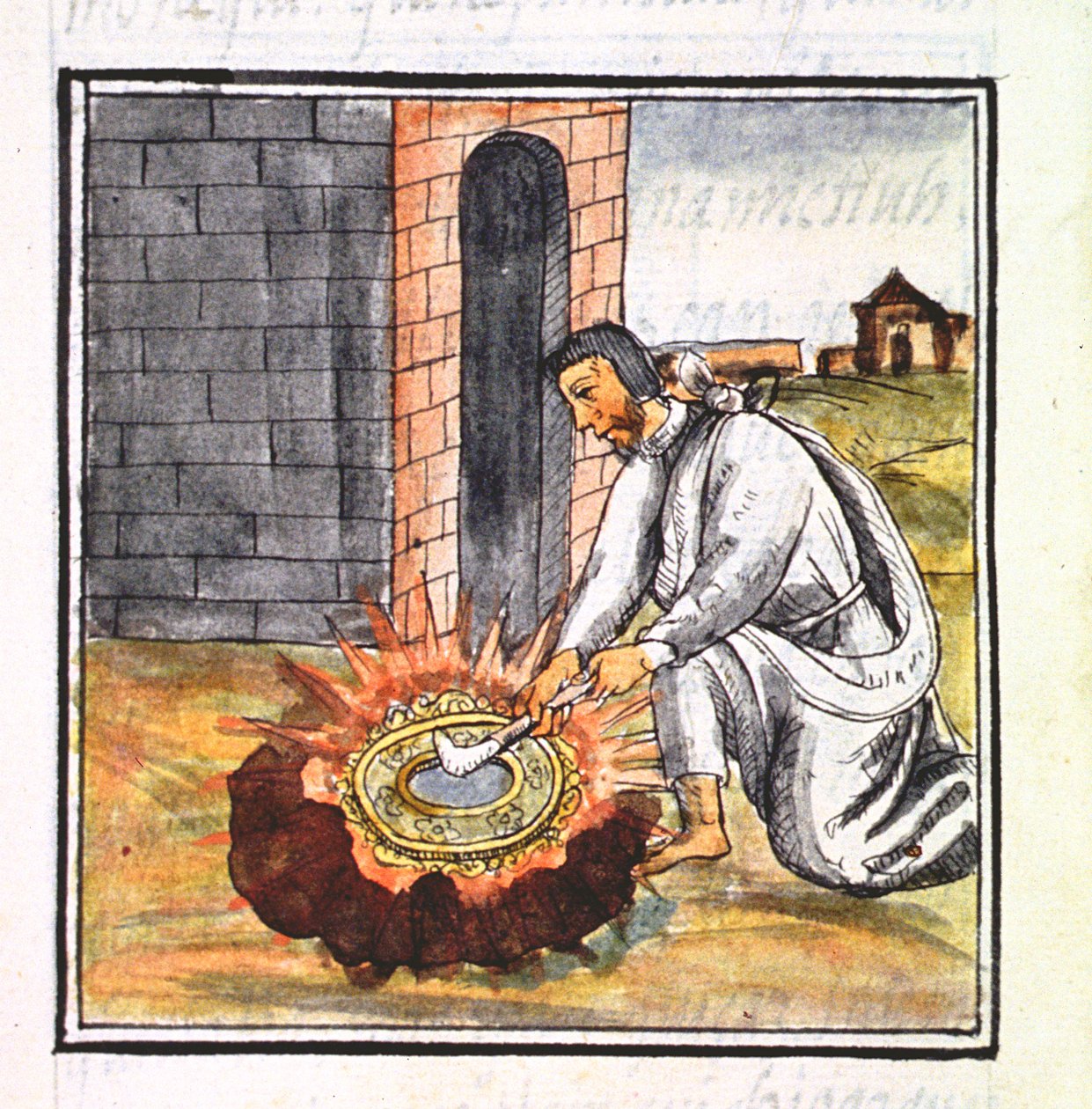 A European engaged in making a reliquary, from the 