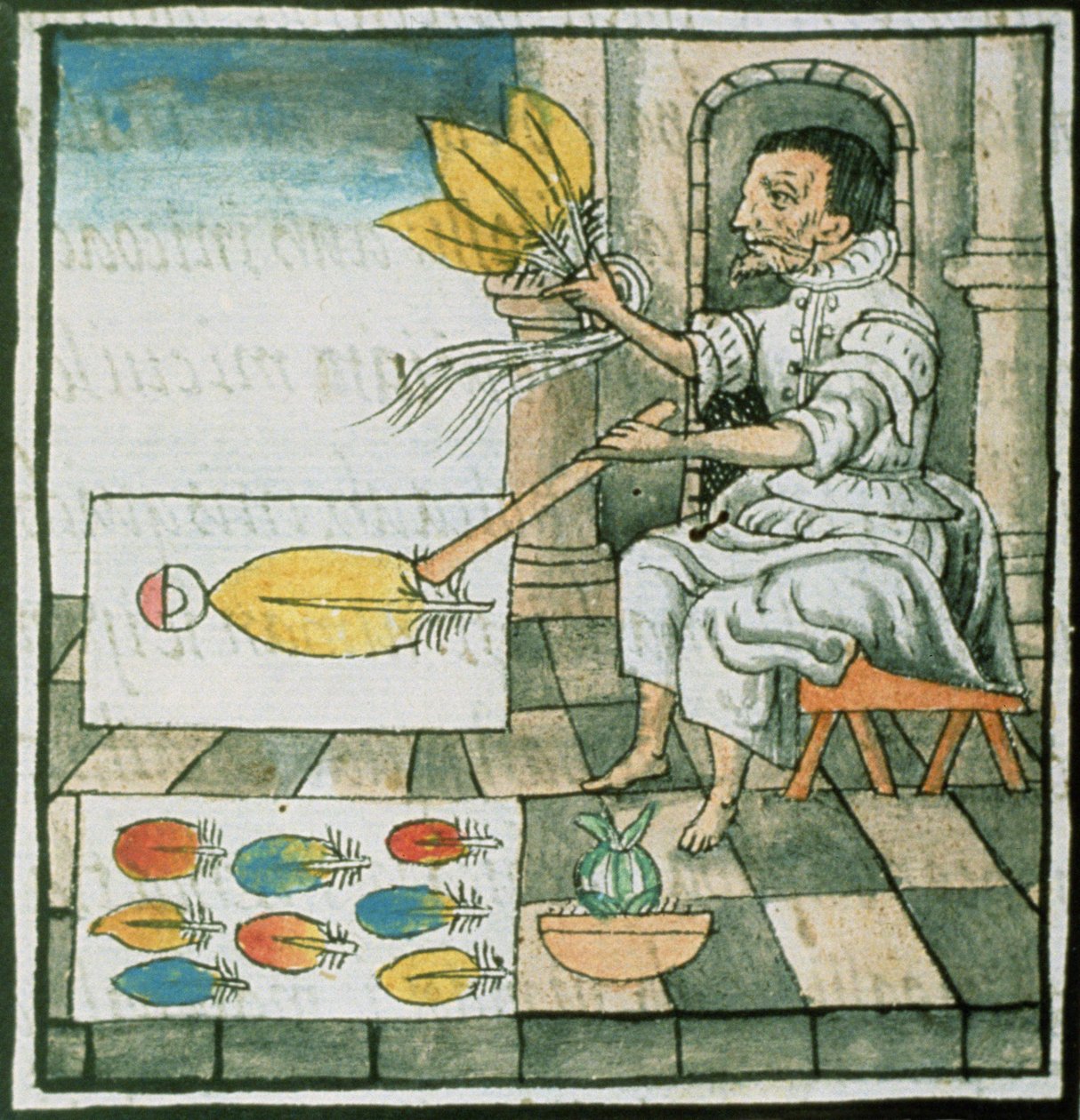 An Aztec feather artisan, from the 