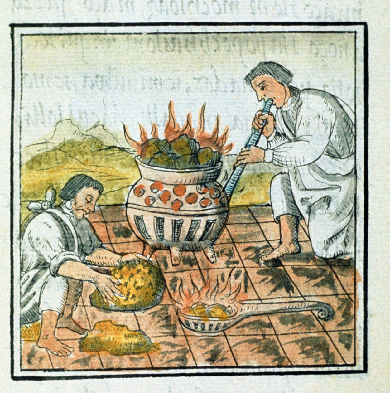 Melting and casting gold in the Aztec empire, from the 