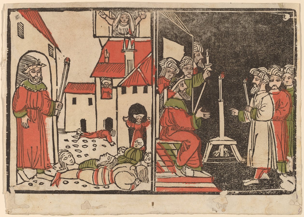 Massacre of the Firstborn and Egyptian Darkness by Spanish 15th Century