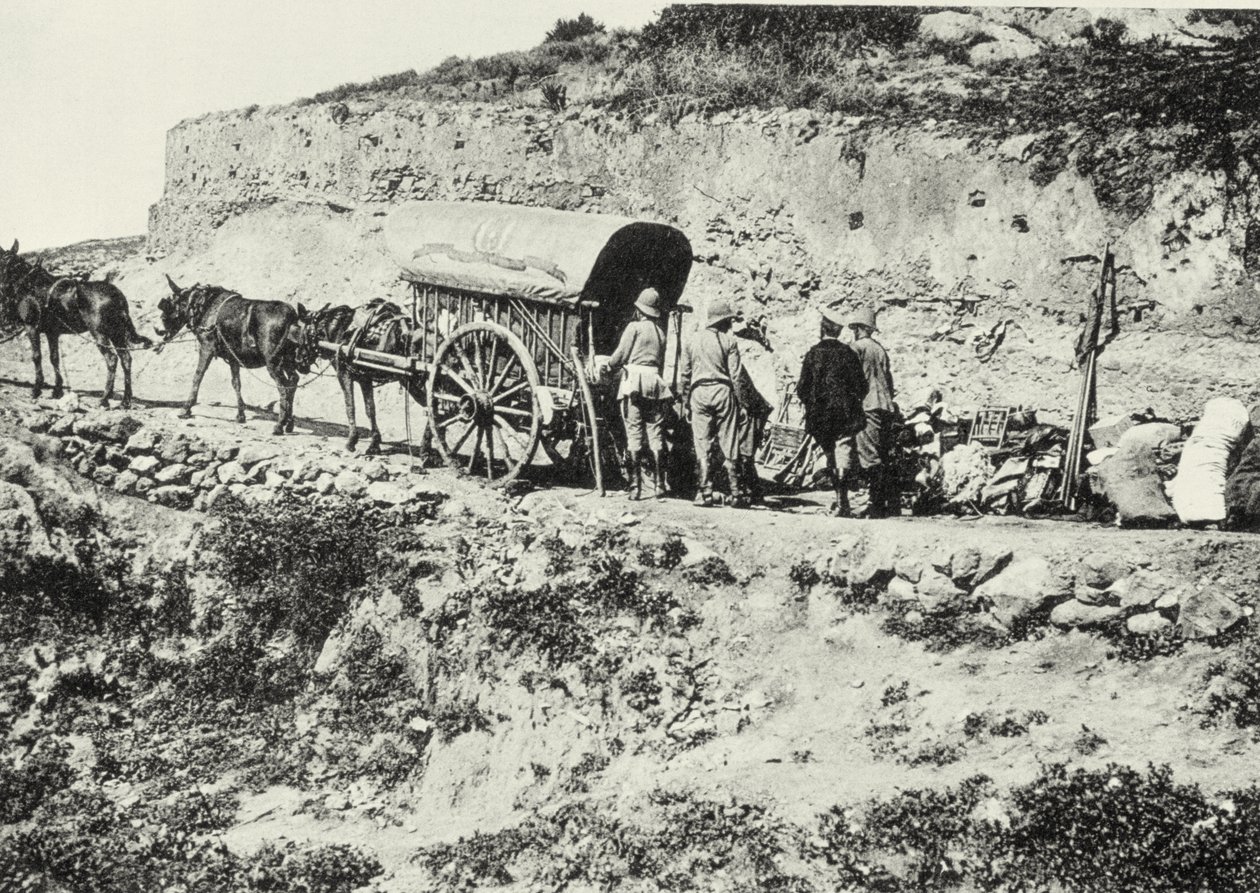 Unloading a cart of firearms, in order to climb the Dersa Hills, Tetouan, Morocco by Spanish Photographer