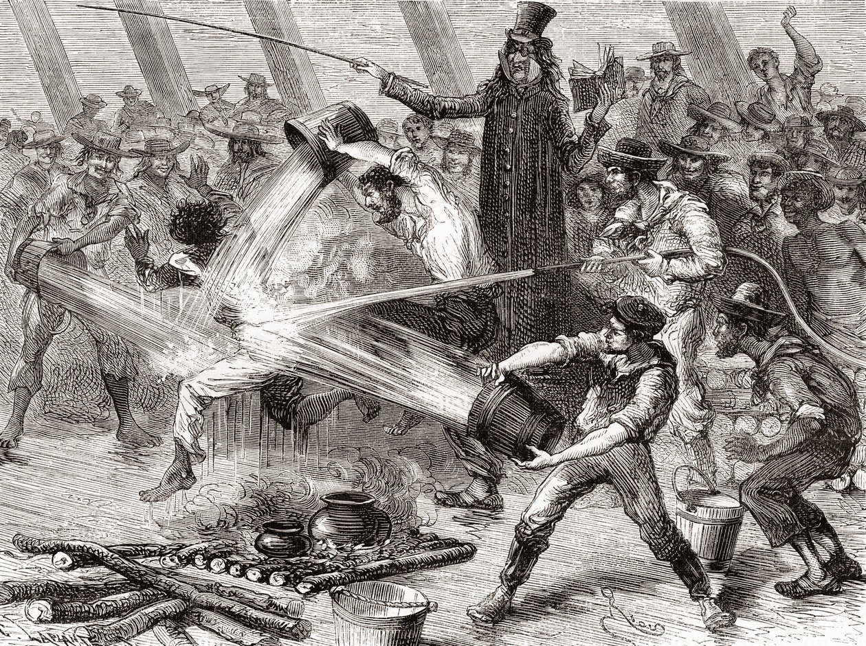 A Line Crossing Ceremony Aboard the Simon Bolivar by Spanish School