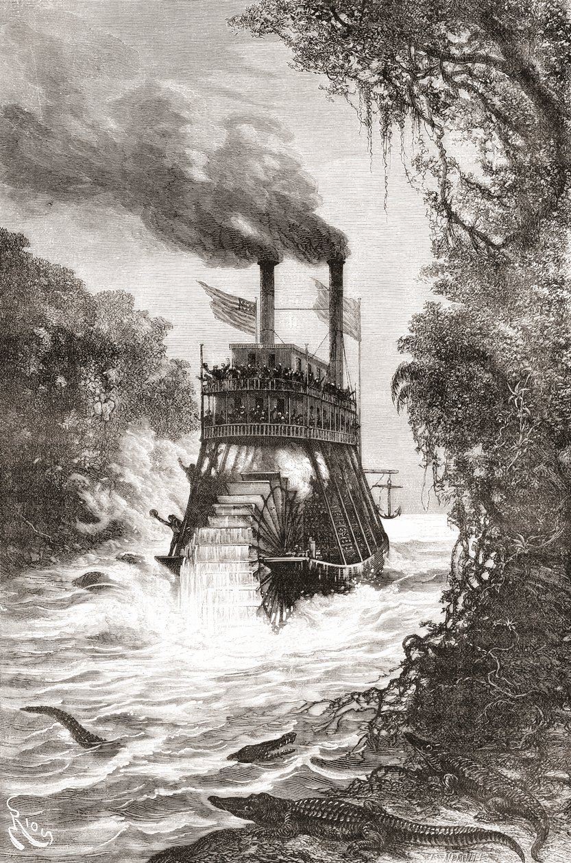 A Paddle Steamer in the Primera Angostura by Spanish School