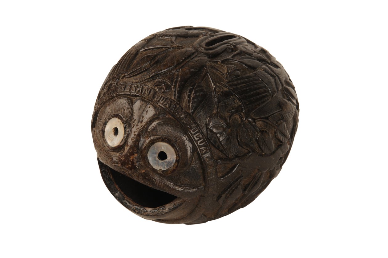 Carved coconut money box bugbear, Spanish Colonial, c.1800 by Spanish School