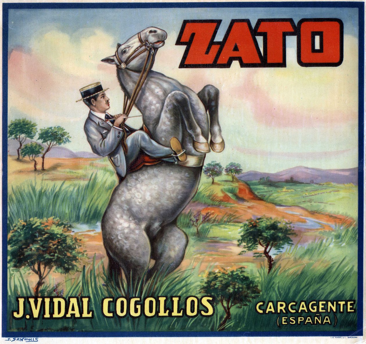 Cavalier on a camber horse. Spanish advertising poster, Valencia by Spanish School