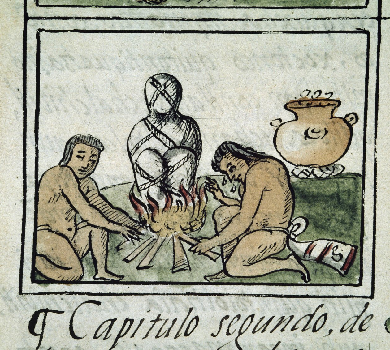 Codex of the Conquest of Mexico: Mummification of a Body by Spanish School