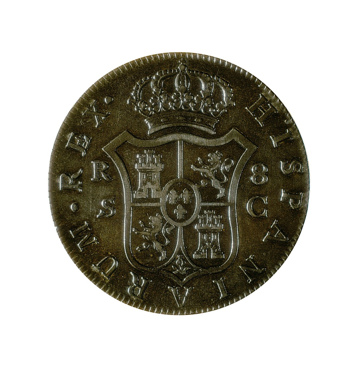 Coin of 8 Spanish Reals, Castilian Currency Struck in Seville During the Reign of Charles IV by Spanish School