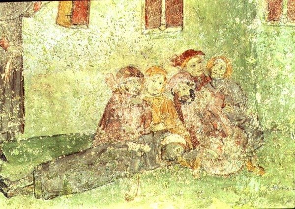 Detail of Workers Constructing a Temple by Spanish School