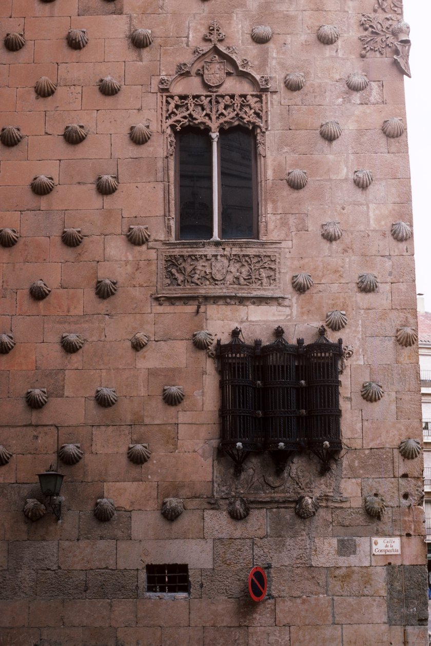 Detail of the exterior of the Casa de las Conchas by Spanish School