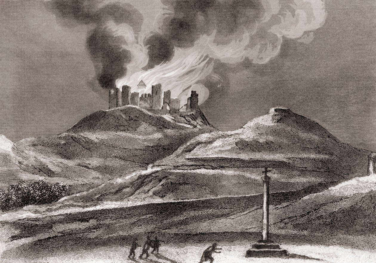 Fire at the Monastery of Montearagon, Quincena, Huesca, Spain in 1835 by Spanish School