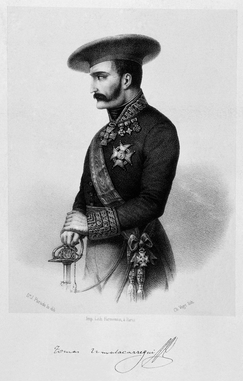 First Carlist War (1833-1840): portrait of Carlist General Tomas Zumalacarregui (1788-1835) by Spanish School