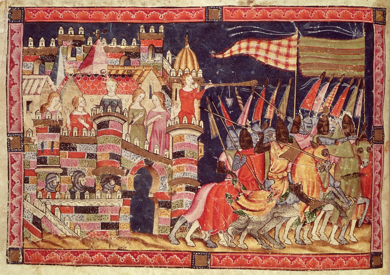The Trojans Leaving for Battle, from the Codex Benito Santa Mora by Spanish School